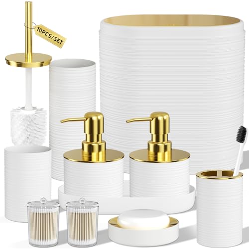 InnJoey Bathroom Set, 10PC Bathroom Accessory Set, White Bathroom Accessories, White...
