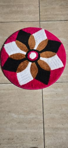Image of Super Soft Microfiber Traditional Modern Rangoli Door Mat for Home, Living Room, Beside Runner for Bedroom Decoration (24 x 24 Inch,),Yellow