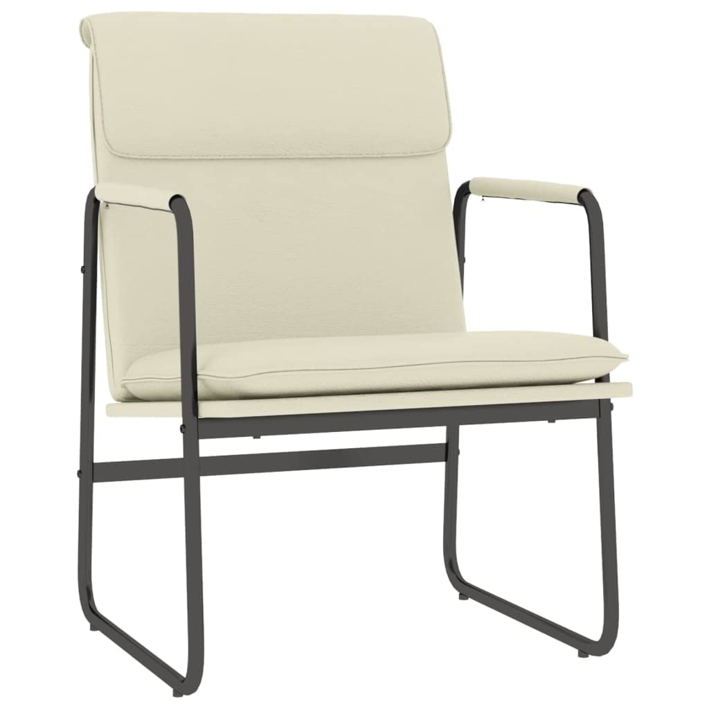 Fotel wypoczynkowy, kremowy, 55 x 64 x 80 cm, sztuczna skóra, fotel relaksacyjny do salonu, sypialni, biura, przytulna sofa wewnętrzna, wygodne siedzenie