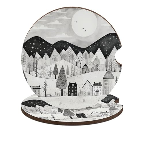 Portavasos para auto de madera Line Town 2.6 pulgadas 2 pack miniatura 1