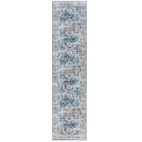 Madane Hallway Runner Rug 2'6''x10' Kitchen Runner, Non Slip Vintage Runners for Hallways Washable Kitchen Rugs Soft Low Pile 2.5x10 ft Rug Runner for Laundry Room, Entryway and Bedroom, Navy