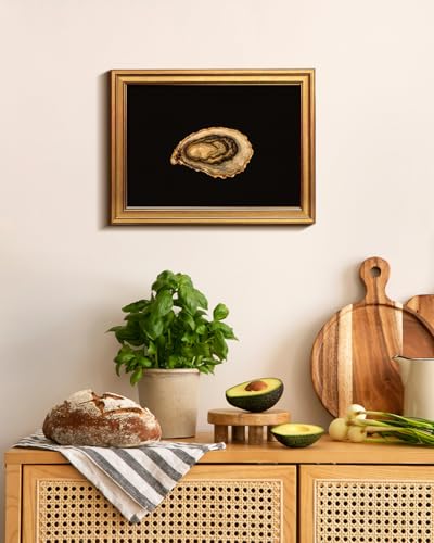 Image of VIYYIEA Vintage Gold Framed Wall Art for Living Room, Oyster Canvas Prints Home Decor, Oil Painting Picture, Bedroom Wall Decor Gifts for Friends or Family -【Oyster】-(16L x 12W)