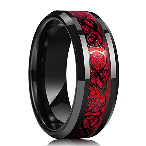 Meilord 2in1 Black Bridal Ring Red Celtic Dragon Ring His and Hers Wedding Ring Sets Couples Rings for Lover Anniversary Engagement Promise Rings Bridal Sets2