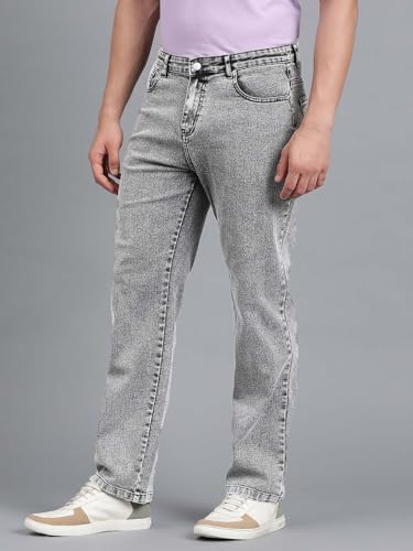Image of KOTTY Men's Baggy Straight Fit Denim Jeans Washed Wide Leg Urban Fashion Comfortable Trendy Style