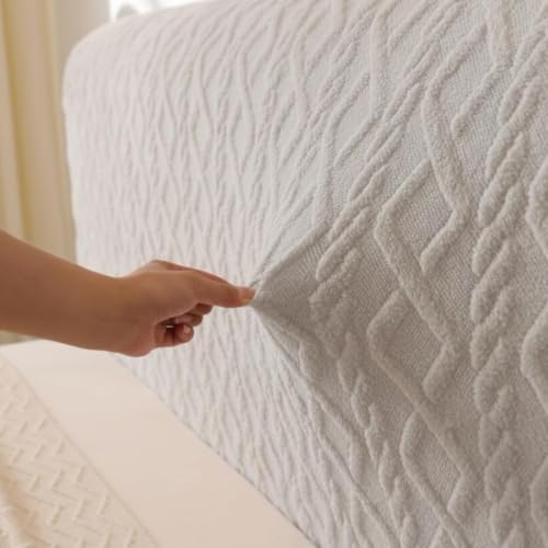 Image of HOMETHREADS Stretchable Lycra /Velvet Headboard Cover | Soft, Dust-Proof & Wrinkle-Resistant Bed Back Protector | Fits Leather, Wooden & Fabric Bedsides | for 5ft to 6.5ft Beds (Light Grey, 150x65cm)