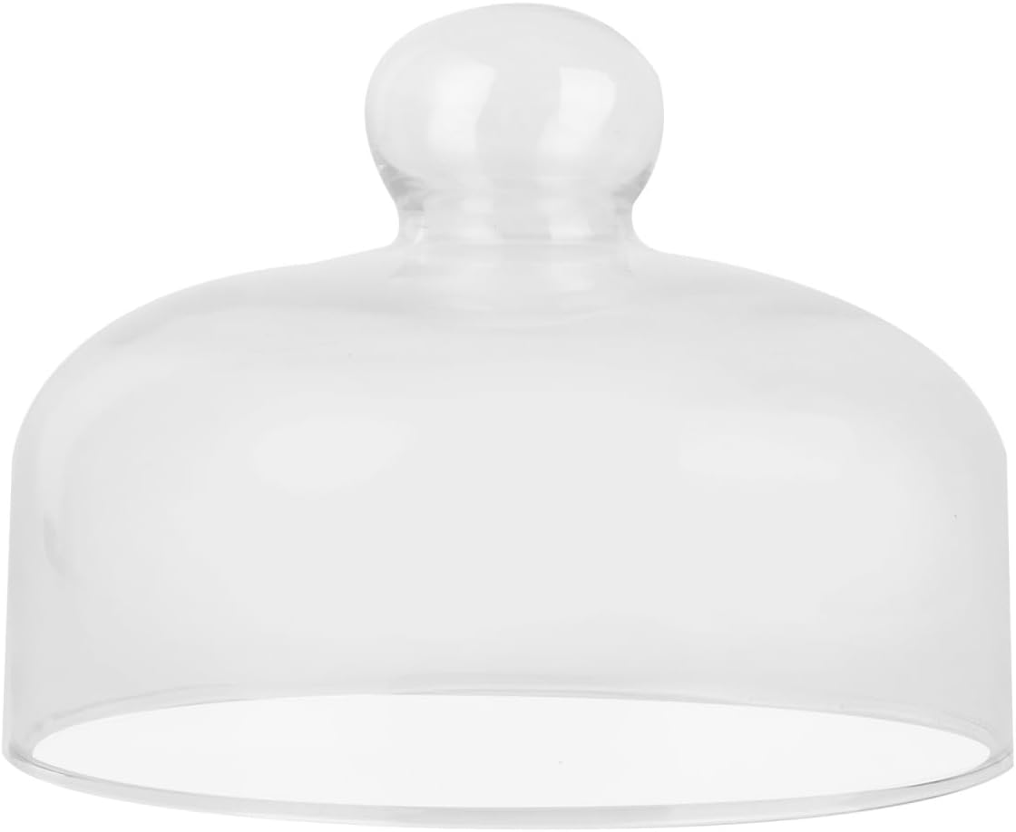 Cabilock Round Glass Cake Dome, 6.3 Inch Transparent Dustproof Cake Cover with Handle, Cloche Dome for Cupcake Dessert Display