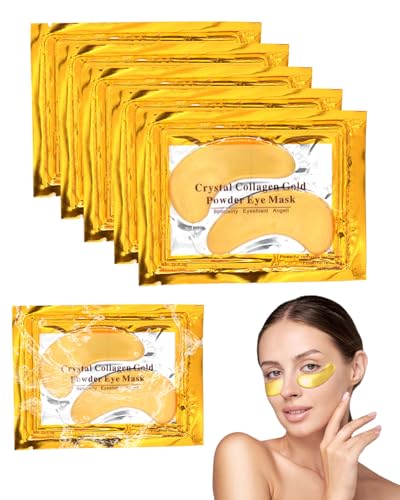 BPTRKOM 6 paires de patchs pour les yeux - masques pour les yeux, contour des yeux, patchs pour les yeux essence, pour le dessous des yeux, anti-rides, yeux gonflés, hydratant (or)