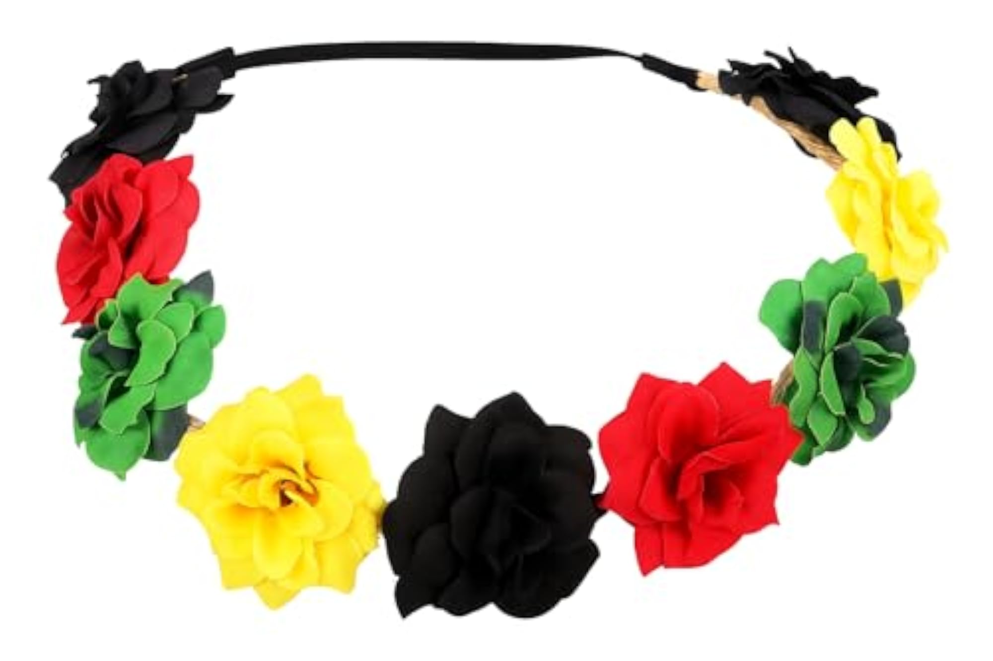 Floral Flower Crown Stretch Headband, Rasta Design