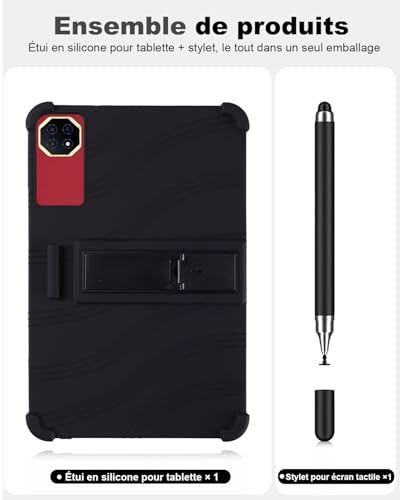 Accessoire TECLAST T65 Plus Bequille Ajustable Powfix Silicone Leger Noir avec Stylet - 4