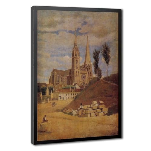 Cathédrale de Chartres toile Corot cadre à suspendre salon et bureau