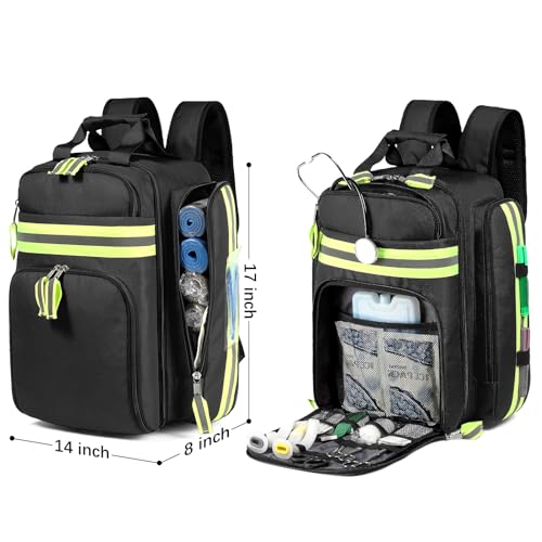 Image of Gatycallaty First Aid Backpack - Medical Evacuation Bag - Red Emergency Lifeguard Bag for Ems Emt First Responders (Black)