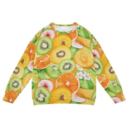 JUNZAN Cute Kiwi Fruit Orange Kids Boys Hooded Sweatshirt Crewneck Sweatshirts for Boys Athletic 4T