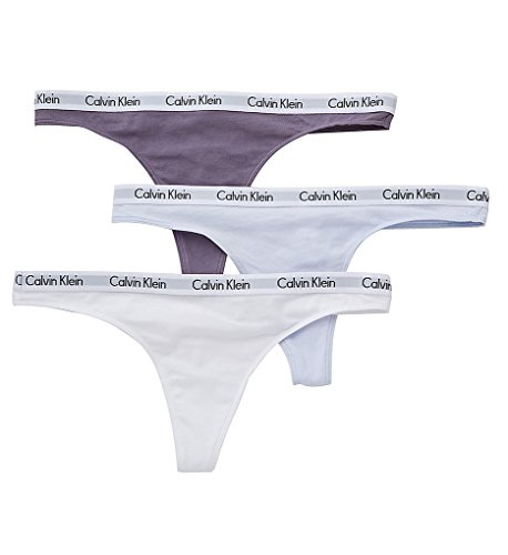 Calvin Klein Underwear Women's Carousel 3-Pack Thong Interlude/White/Pure Ice Underwear