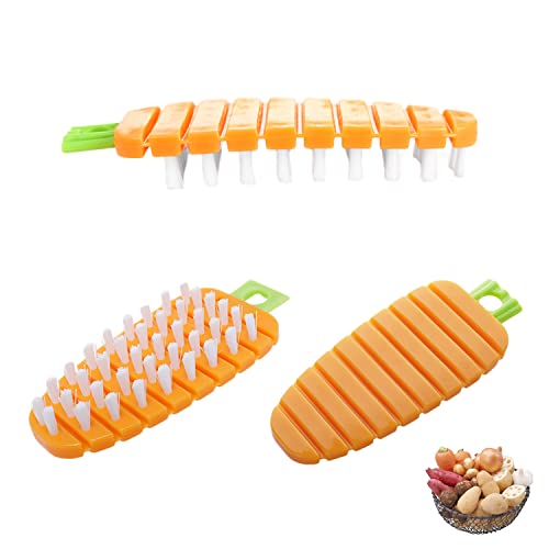 Cepillo de verduras flexible para limpieza de cocina, diseño de zanahoria, color naranja, 3 unidades