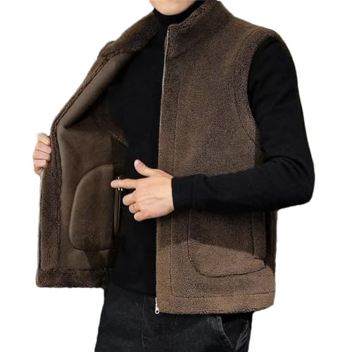Chaleco de lana de cordero para hombre gilet de invierno grueso casual sin mangas