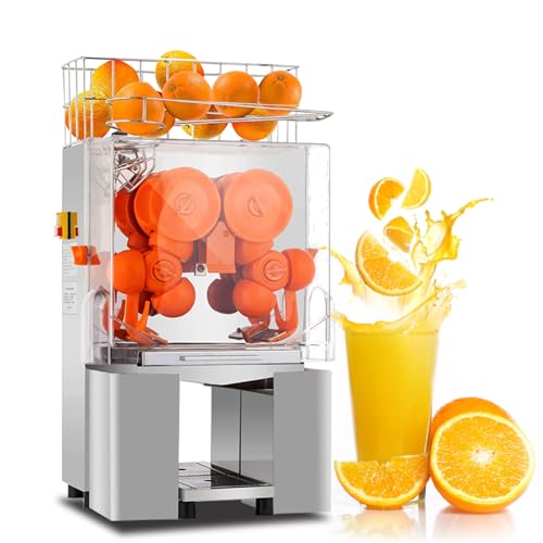 KOALALKO Commercial Orange Juicer Machine Orange Squeezer 120W Automatic Juice Extractor with Pull-Out Filter Box PC Cover 2 Peel Collecting Buckets (120W)