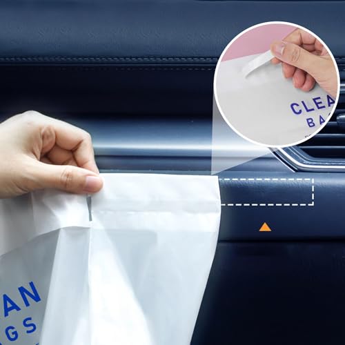 Image of Disposable Cars Trash Bags Standable 60 Pack Car Garbage Bag Self Adhesive travel trash bag for Cars Kitchens Bedrooms Offices Travel and Camping Open Top Cleaning Bags (10.1 * 2.3 * 7.6 in) (60)