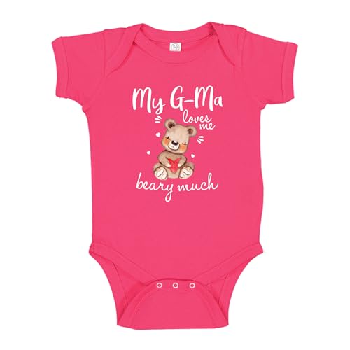 My G-ma Loves Me Beary Much Baby Bodysuit One Piece NB Cyber Pink