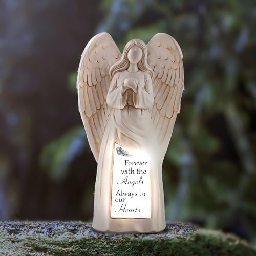 Solar Angel Statue for Cemetery, In Loving Memory Ornament, Outdoor Indoor Praying Angel Figurines for Loss of Loved Ones
