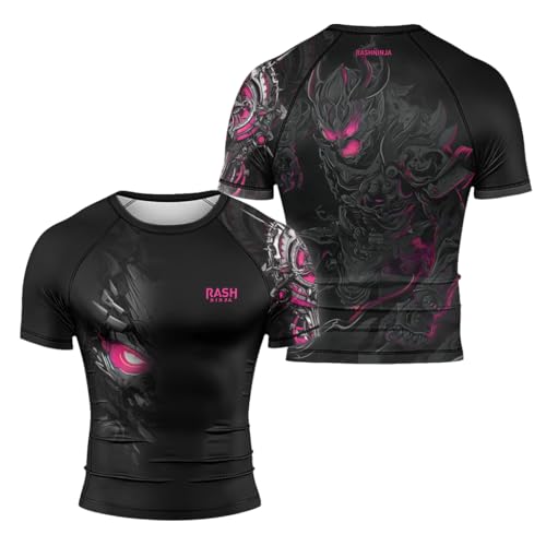 Samurai Short Sleeve Rash Guard Men Stretchable Compression Shirt for BJJ Jiu Jitsu MMA Grappling Combat Sports