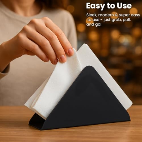 Image of RUWA Napkin Holder for Dining Table - Tissue Paper Stand for Kitchen, Bathroom & Office | Tabletop Tissue Dispenser for Home, Restaurant & Decor Use (Pyramid Tissue Holder, Pack of 6)