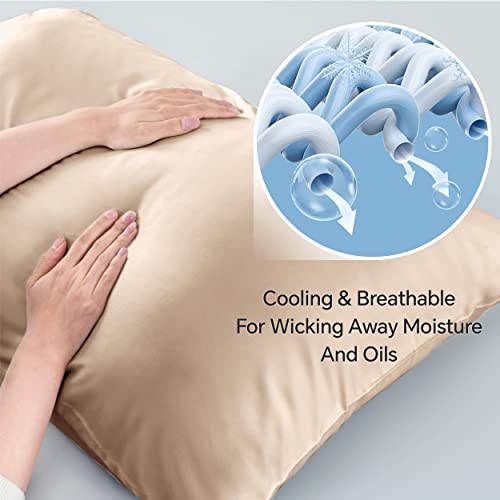Image of BEDELITE King Pillow Cases Set of 2, Rayon Derived from Bamboo, Taupe | Cooling and Breathable Pillow Cover for Hot Sleepers & Night Sweats, Silky Soft Cozy, Envelope Closure, 20x36 Inches
