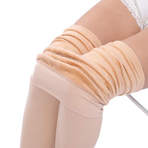 Image of CHRLEISURE Women's Fleece Lined Tights - Fake Sheer Warm Pantyhose Thick Winter Leggings