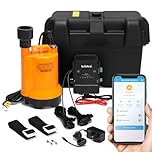 Briidea Battery Backup Sump Pump System for Basement, 2.4G & 5G WiFi, 9 LED Indicators, Smart Alarm, Electronic Water Level Sensor, 12V Battery Compatible (Battery Not Included)