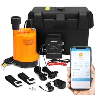 Briidea Battery Backup Sump Pump System for Basement, 2.4G & 5G WiFi, 9 LED Indicators, Smart Alarm, Electronic Water Level Sensor, 12V Battery Compatible (Battery Not Included)