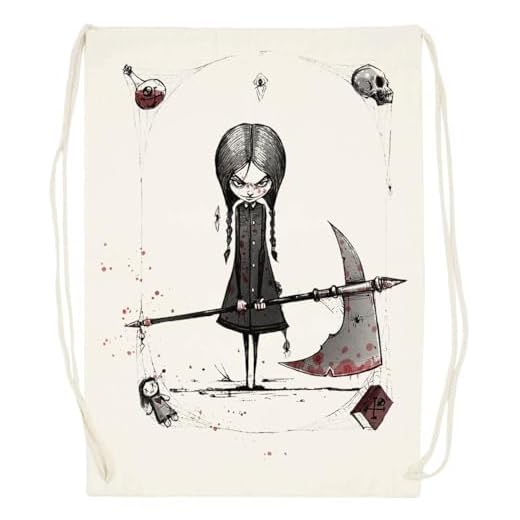 Udaytee Horror Addams Bolsa De Entrenamiento De Algodón Beige Saco De Gimnasio