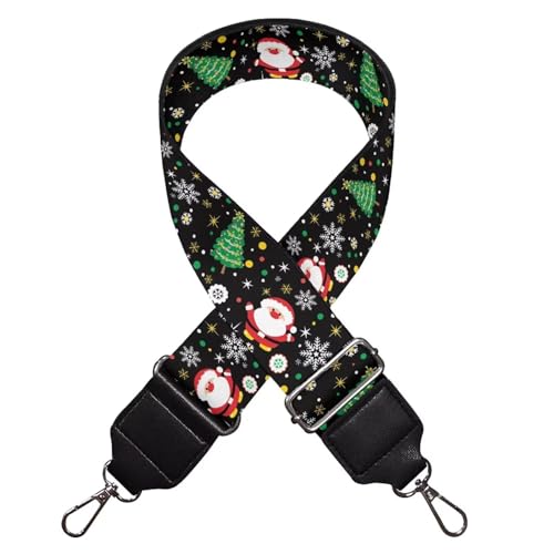 Christmas Tree Snowflake Crossbody Bag Strap with Santa Claus Print, Women's Handbag Accessories, Shoulder Bag Wide Canvas Adjustable 29.9-50.3 Inches2