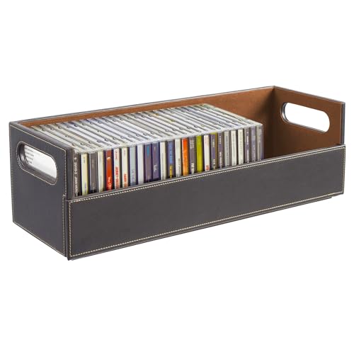 Stock Your Home Boîte de rangement pour CD, étagère de rangement pour boîtiers de DVD, cassettes, support de disques pouvant contenir jusqu'à 40 CD, cuir...