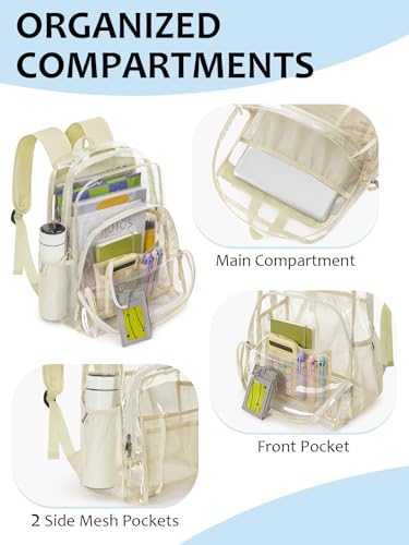 Image of Clear Backpack for School, Heavy Duty Transparent Bookbag