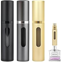 Perfume Travel Refillable Atomizer - 3-PAck 5ML Pocket Perfume Bottle, Travel Perfume Atomizer Refillable Perfume Spray Bottle, Portable Perfume Sprayer Black & Gray & Gold