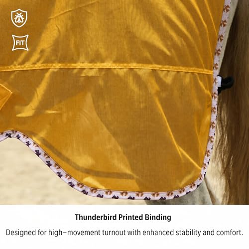 Image of BARN & STABLE Breathable and UV Protective Tear-Resistant Mesh Horse Fly Sheet Comfy Equine Summer Sheet with Removable Web Leg Straps (Golden Glow, 75 in)