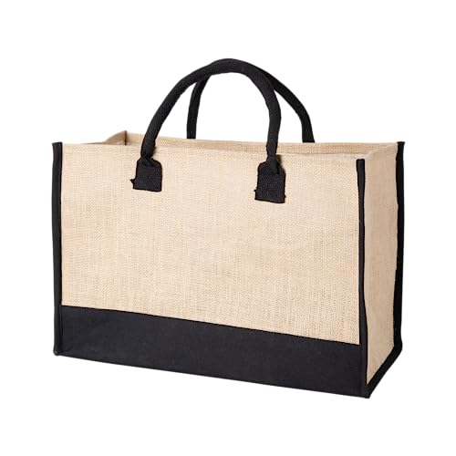 Large Jute Bag For Women | Hessian Burlap Tote Bags with Handle | Use As Shopping Bag, Beach Bag, Bridesmaid Bag | Natural Eco-friendly Reusable Grocery Bag | Bday Gift Bag For Women image_1