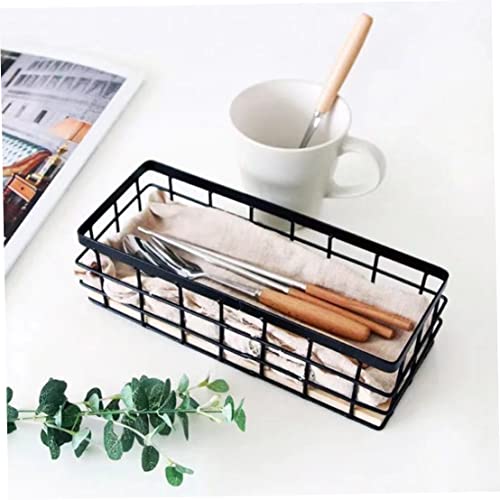 Panier de rangement rectangulaire en fil de fer suspendu noir - 4