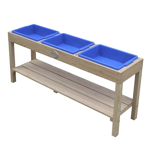Table à sable et eau en bois AXI avec 3 récipients et étagère 124x50 cm