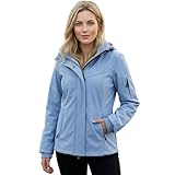 chiguomaoyi Chaquetas impermeables mujer Impermeable con capucha Chaqueta softshell Abrigo funcional informal (Azul claro,XL)