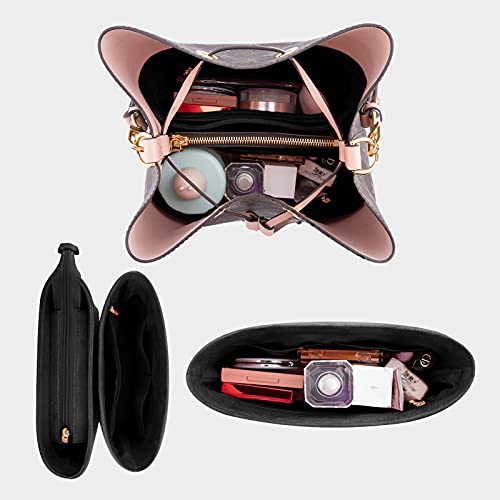 Lizhyy Velvet 2 Packs Purse Organizer Women's Handbag Organizers Bag Organizer Insert Purse Organizer For Lv Neonoe Noé Series (Pink) (Black) #TOP4