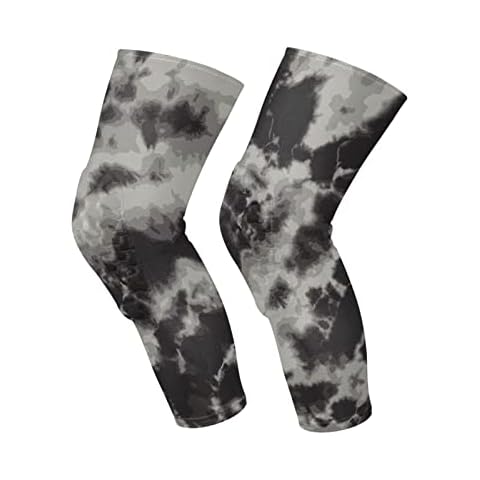 JUNZAN Youth Knee Pads for Wrestling Basketball Tie Dye Bball Knee Pads with Sleeves Sport Knee Pad for Volleyball Football 1 Pair Black Gray Cover