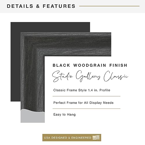 MCS Studio Gallery Classic 11x14 Picture Frame Black Woodgrain, Vertical & Horizontal Wall Hanging Large Picture Frame for Photos & Art Prints (1-Pack)