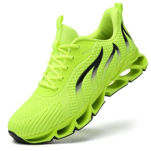 SKDOIUL Slip on Sneakers for Men Running Shoes Mens Gym Workout Jogging Shoes Fluorescent Green Size...