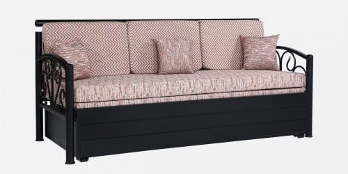 Image of 3 Seater Metal Sofa Cum Bed with Hydraulic Storage | Sofa Set for Living Room, Bedroom, Guest Room| Queen Size Convertible Sofa Bed | Comfortable Seating Sofa Multi & Black