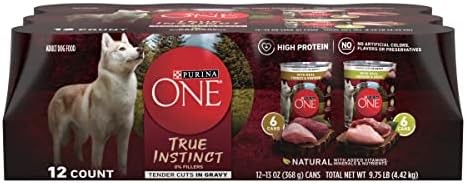 Purina ONE True Instinct Tender Cuts in Gravy With Real Turkey and Venison, and With Real Chicken and Duck High Protein Wet Dog Food Variety Pack - (12) 13 oz. Cans