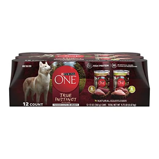 Purina ONE True Instinct Tender Cuts in Gravy With Real Turkey and Venison, and With Real Chicken and Duck High Protein Wet Dog Food Variety Pack - (Pack of 12) 13 oz. Cans