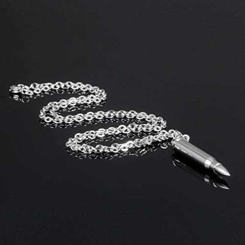 Generic Bullet Necklace Titanium Steel Bullet Pendant Chain Punk Gothic Necklace Personality Cool Necklace Jewelry For Men Women Boy, Silver, 55*1Cm (E59Uu1540Yego31Cxll) #TOP2