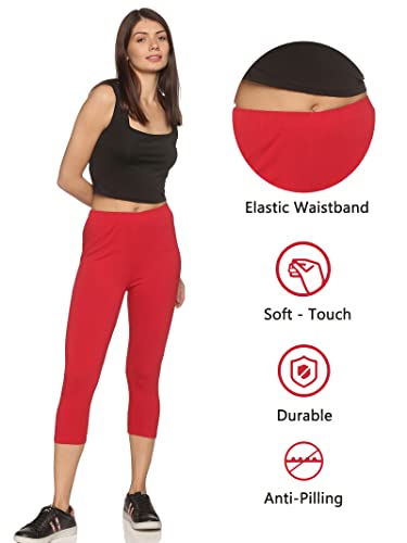 Image of OUTFLITS Women's Knee-Length Cotton Spandex Essential Capri Stretchy Leggings |Small - 2XL Adult |Yoga Leggings, Workout, Gym, Running 3 /4th Leggings for Women(OFLLC)