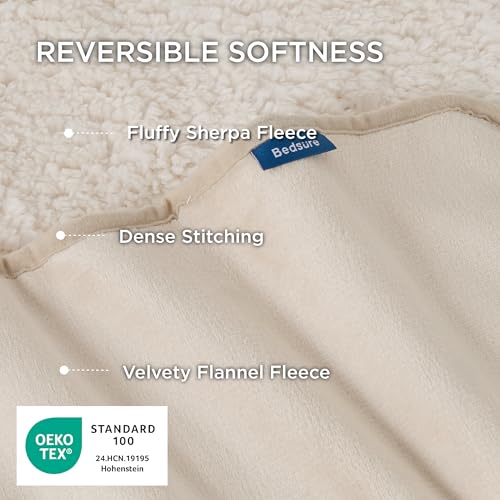 Image of Bedsure Cat Blanket for Indoor Cats - Waterproof Calming Cat Blankets for Couch Protection, Sherpa Fleece Pet Blanket, Soft Plush Reversible Throw Furniture Protector, 50 inchx40 inch, Cream