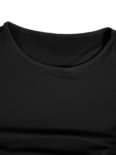 Image of Milumia Women's Casual Rib Knit Short Sleeve Drawstring T Shirt Dress